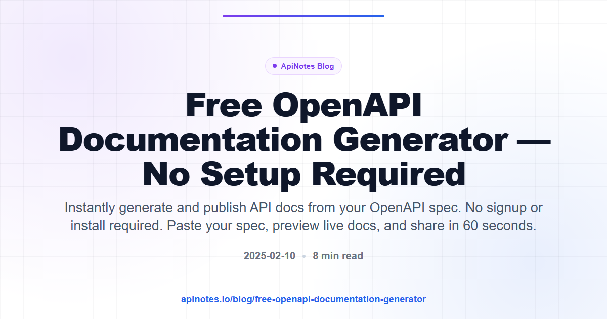 Screenshot of apinotes.io generating API documentation from an OpenAPI spec instantly with no setup