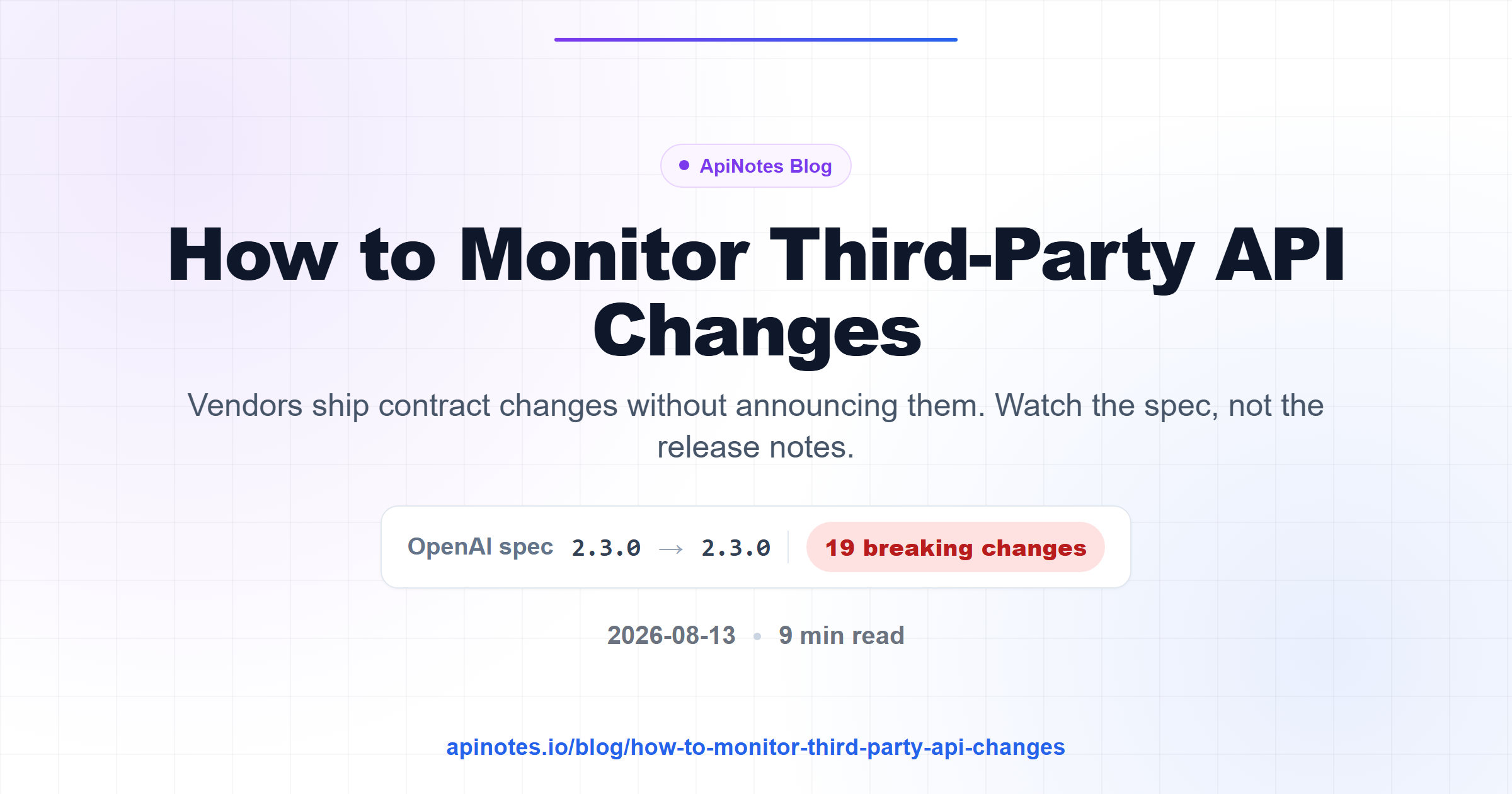 How to Monitor Third-Party API Changes — OpenAI spec 2.3.0 to 2.3.0 with 19 breaking changes
